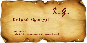 Kripkó Györgyi névjegykártya